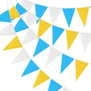 60 Pcs Pennant Banners Flags 100ft Hanging Triangle Bunting Yellow Blue White
