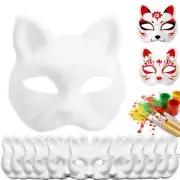 UP 50PCS Cat Mask Therian Mask White Cat Masks Blank DIY Halloween Mask Cosplay