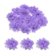 12pcs Chiffon Flowers, 3 Inch Light Purple Artificial Fabric Flowers for Crafts