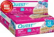 QUEST Birthday Cake Protein Bar, High Protein, Low Carb, Keto Friendly, 12 Pack