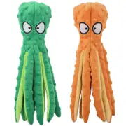 2 Pack Dog Squeaky Octopus Toys No Stuffing Crinkle Plush Dog Chew Toys for Puppy Teething-GreenOrange