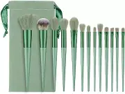 BEETIY 13Pcs Makeup Brushes Set, Premium Synthetic Bristles Green Color Makeu...