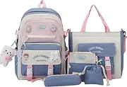 [Generic] Large Capacity School Bag,Canvas Backpacks Combo Set - Canvas School Backpack Combo Set for Kids, Boys, Girls, Teenage and Students