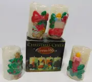 Christmas Cheer Candles Stocking Bulbs Bells Tree Santa Clause Holiday Vintage