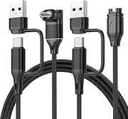 ACEQINGSE Upgraded Charger for Gramin Watch, 2 in 1 USB C/A Charging Cable for Garmin Watch Fenix 8 7 6, Vivoactive, Instinct, Venu, Tactix, Forerunner, Approach, Venu, Vivomove, Quatix, 2 Pack