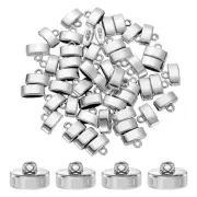 50Pcs Leather Cord End Caps, 12mm ID Flat Barrel Terminators, Silver