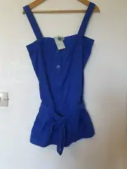 True Vintage 90s Oasis Blue Dungaree Shorts Playsuit Size 10