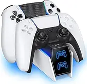 PS5 Controller Charger, Fast Charging Station for Playstation 5 DualSense Controller, PS5 Fast Charger with 2 Pack Cords, PS5 Charging Docking Station