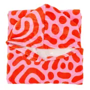 Annabel Trends Beach Poncho 100x82cm Cover Up Absorbent Towel Red Squiggles