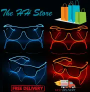 LED Glasses Sunglasses Neon EL Wire Glow in Dark Rave Halloween Costume Party