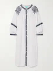 [Melissa Odabash] Melissa Odabash - Ally Belted Embroidered Voile Midi Dress - White - small small White