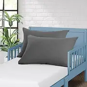 Toddler Travel Youth Pillowcase 100% Soft Egyptian Cotton Set of 2 Small Pillowcase 500 Thread Count with Zipper Closure Toddler Pillowcase 16x22, Dark Grey