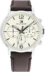 [Tommy Hilfiger] Duncan Dark Brown Leather Parchment Dial Men's Watch