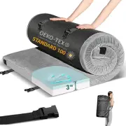 Memory Foam Camping Mattress Pad, Certipur-Us Waterproof Portable Roll up Mattre