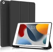 KenKe iPad 10.2 Case for iPad 9th Generation 2021 /iPad 8th Generation 2020 / iPad 7th Gen 2019 with Pencil Holder, Auto Sleep/Wake for Slim Soft Back Smart Cover, iPad 10.2 inch Case, (Black)