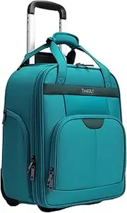 [TIAWOLT] Multi-functional 16Inch Underseat Carry on Luggage With Wheels Softside Lightweight Compact Travel Business Suitcase bag for Pilots and Crew, Green, Underseat 16-Inch, Softside Underseat