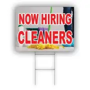 Now Hiring Cleaners Advertising Dusting, Mopping, Sweeping Coroplast Yard Sign
