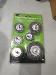 6pc Wire Brush Set 1/4" Shank Power Drill Wheel Cup Deburr Remove Rust Crimped.