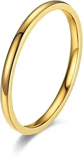 [Generic] Gold Ring for Men Women Dome High Polished Comfort Fit Wedding Ring Titanium steel ring for women minimalist