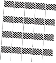 DINHEAROM 25pcs Checkered Racing Stick Flags Hand Held Flags for Car Birthday Party Decorations Lightweight and Portable for Cheer Support at Events