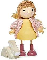 Tender Leaf Toys Amy and her Rabbit - Flexible Wooden Dolls House Doll