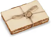 Handmade Antique Deckle Edge Blank Cards - 4"x6" Package of 50 - Mixed Media Cards for Announcements, Invitations, Crafts - Thick 130 GSM Recycled Paper