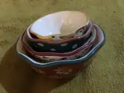 Set of 4 Pioneer Woman Nesting Measuring Bowls Cups Ceramic 1/4c 1/3c 1/2c 1c