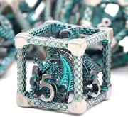 HNCCESG Metal Hollow D&D Dice Dungeons and Dragons Dice Polyhedral DND Dice for Role Playing RPG MTG Table Board Games Pathfinder Warhammer Shadowrun D20 D12 D10 D8 D6 D4 7 PCs (3D Sliver Blue)