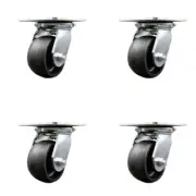4 Inch Glass Filled Nylon Caster Set with Ball Bearings and Swivel Locks SCC