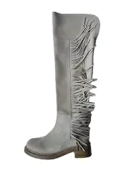 See By Chloe Joice Fringe Boots Beige Calf Suede Size 36 NWT