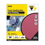 SIA Abrasives 150mm Foam Sanding Disc, 7940 Series, No Hole, 2000 Grit, 2 Pack