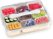Divided Serving Tray with Lid, 9 Compartment Sealed Tray with Handle and Lock, Seasoning, Vegetable, Fruit, Candy, Snack Storage Box, Suitable for Parties, Kitchen, Outdoor