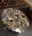 Round Marble Resin Sofa Table for Hotel Multicolor Agate Stone Coffee Table Top