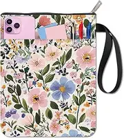 craspire Book Covers with Flowers, Plant Book Protection, Pink Book Cover for Paperbacks, Washable Fabric Book Cover with Zip and Additional Case Pocket for Book Lovers, Gifts