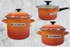 New Le Creuset Stockpot & Saucepan Cookware Set Enamel on Steel Flame in Box
