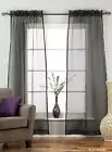 Black - Rod Pocket Sheer Tissue Curtain Panel Drape - Piece