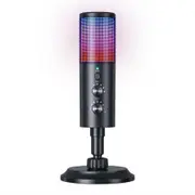 Gaming USB Microphone Streaming RGB Podcast with Gain Knob Light Control Mute Button for PC MAC PS5 Phones