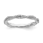 Platinum Sterling Silver Diamond Eternity Braided Design Stackable Band Ring Sz6