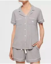 2+ Peter Alexander PJ Set Dreamy Bamboo Jersey Top & Shorts Grey Marle RRP$119