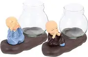 BESPORTBLE 2Pcs Flower Propagation Station Hydroponic Glass Vases Decorative Resin Ornament for Office Desk Creative Plant Display for Home Decor Balcony