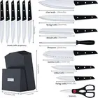 Knife Set With Block, LapEasy 15 Pieces Kitchen Knife Set With Pine Block Holde