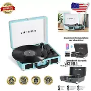 Journey+ Bluetooth Suitcase Record Player - Portable Turquoise Turntable Delight