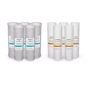 10 Pack RO Replacement Filters 1 Micron Sediment & 1 Micron CTO Carbon Block