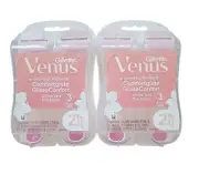 2x Gillette Venus Comfortglide 3 Blade Disposable Razor, White Tea