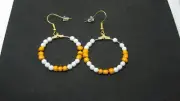 Halloween's Day Candy Cane Seeds. Beaded in Open Circles Earrings. Handmade