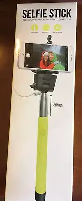 *NEW* GEMS-WIRELESS SELFIE STICK W/SHUTTER BUTTON (lime green) FREE SHIPPING*