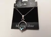 DISNEY Mickey Mouse Icon Austrain Light Blue Crystal Circle Necklace on a Card