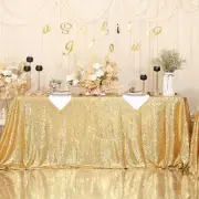 SquarePie Sequin Tablecloth 90 x 156 Inch Gold Sparkly Table Linen for Weddin...