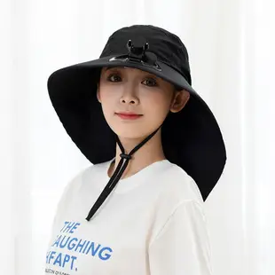 帽子女USB充電風扇帽寬檐戶外遮陽時尚夏天空頂親子防曬帽太陽帽
