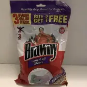 Brawny Long Cuff Anti-Microbial Gloves ~ 3 Pair Value Pack ~ S/M Size ~ Rare